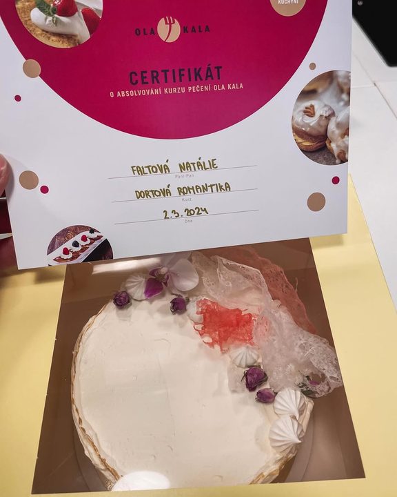 Certifikát z kurzu Dortová romantika – Sladké od Natálky